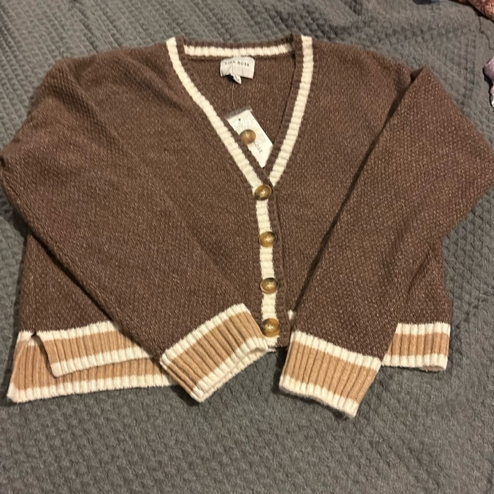 Pink Rose V Neck Sweater